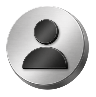 Elemento decorativo em formato de avatar de usuário tridimensional em prata na página de FAQ